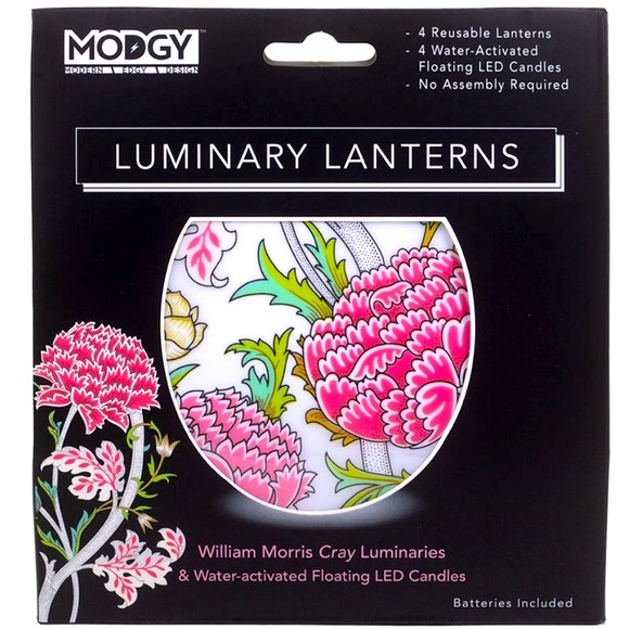 MODGY LUMINARY LANTERNS- WILLIAM MORRIS CRAY FLORAL DESIGN - PACK OF FOUR - Picture 1 of 3